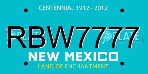 RBW7777 New Mexico License Plate