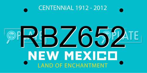 RBZ652 New Mexico License Plate