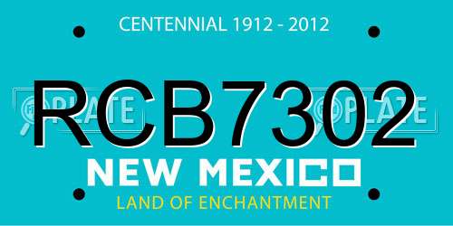 RCB7302 New Mexico License Plate