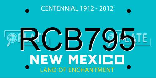 RCB795 New Mexico License Plate
