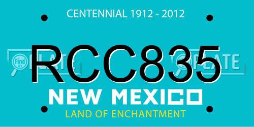 RCC835 New Mexico License Plate