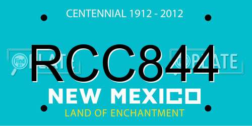 RCC844 New Mexico License Plate