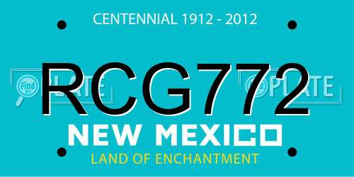 RCG772 New Mexico License Plate