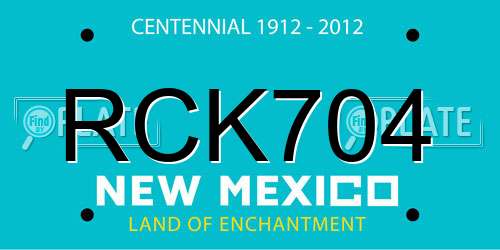 RCK704 New Mexico License Plate