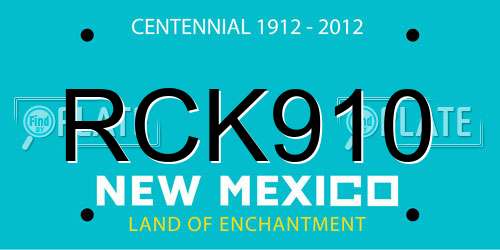 RCK910 New Mexico License Plate