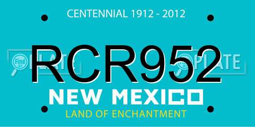 RCR952 New Mexico License Plate