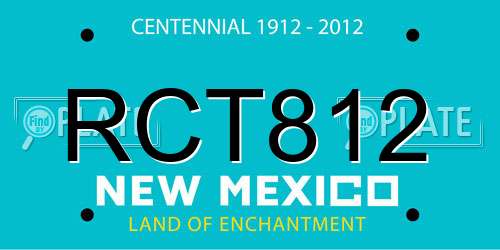 RCT812 New Mexico License Plate