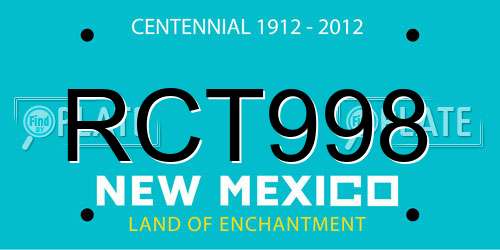 RCT998 New Mexico License Plate