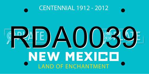 RDA0039 New Mexico License Plate