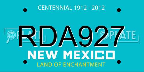 RDA927 New Mexico License Plate