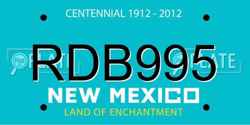 RDB995 New Mexico License Plate