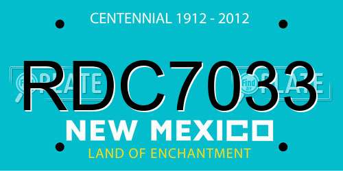 RDC7033 New Mexico License Plate