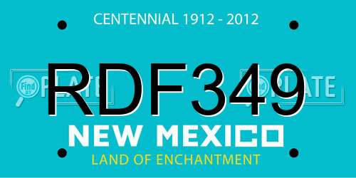 RDF349 New Mexico License Plate