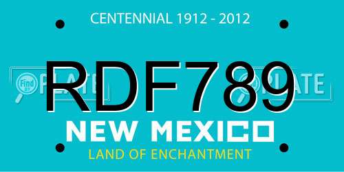 RDF789 New Mexico License Plate