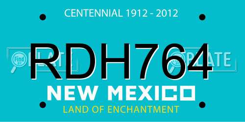 RDH764 New Mexico License Plate