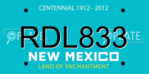 RDL833 New Mexico License Plate