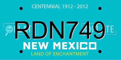 RDN749 New Mexico License Plate