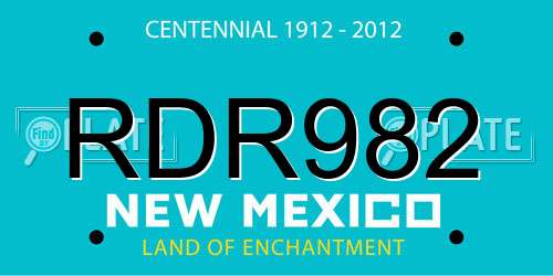 RDR982 New Mexico License Plate