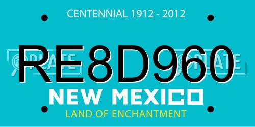 RE8D960 New Mexico License Plate