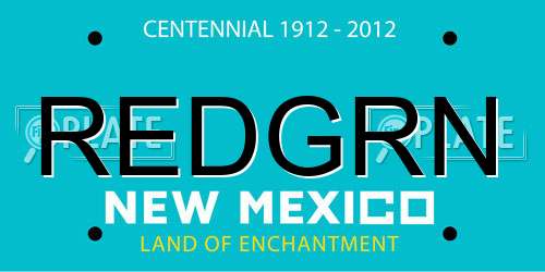 REDGRN New Mexico License Plate