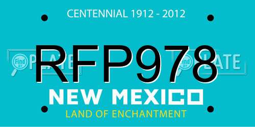 RFP978 New Mexico License Plate