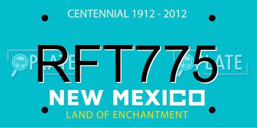 RFT775 New Mexico License Plate
