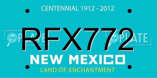 RFX772 New Mexico License Plate