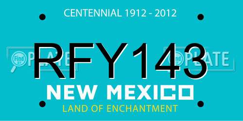 RFY143 New Mexico License Plate