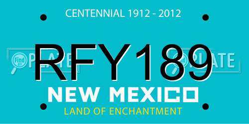 RFY189 New Mexico License Plate