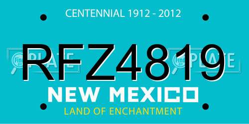 RFZ4819 New Mexico License Plate