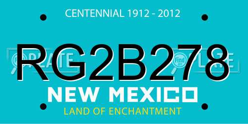 RG2B278 New Mexico License Plate