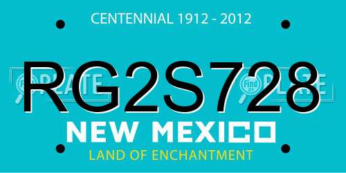 RG2S728 New Mexico License Plate