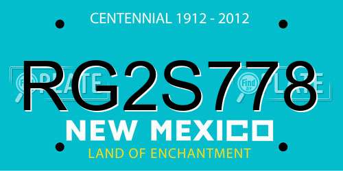 RG2S778 New Mexico License Plate