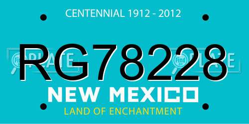 RG78228 New Mexico License Plate