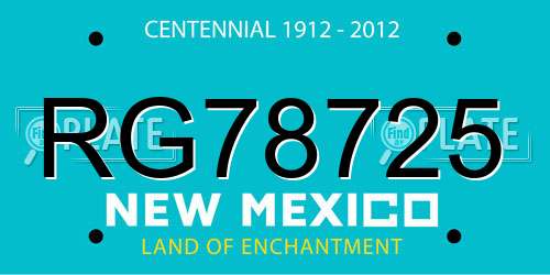 RG78725 New Mexico License Plate