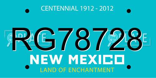 RG78728 New Mexico License Plate