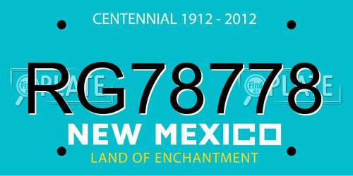 RG78778 New Mexico License Plate