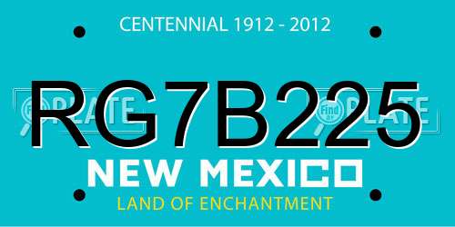 RG7B225 New Mexico License Plate