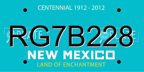 RG7B228 New Mexico License Plate