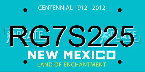 RG7S225 New Mexico License Plate