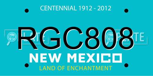 RGC808 New Mexico License Plate