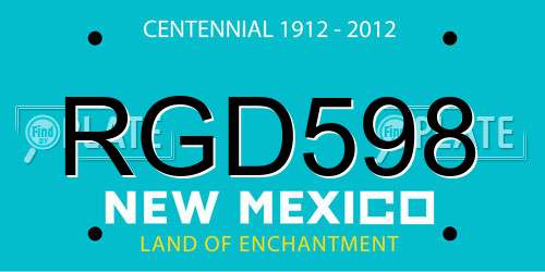 RGD598 New Mexico License Plate