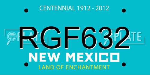 RGF632 New Mexico License Plate