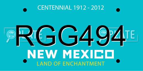 RGG494 New Mexico License Plate
