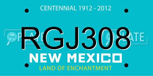 RGJ308 New Mexico License Plate