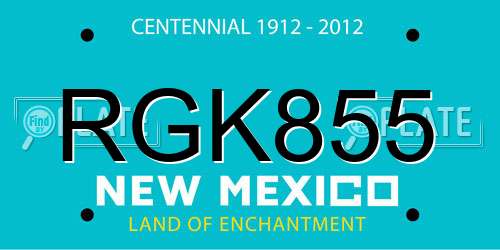 RGK855 New Mexico License Plate