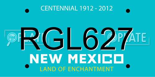 RGL627 New Mexico License Plate