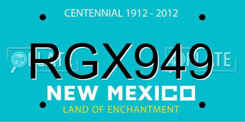 RGX949 New Mexico License Plate