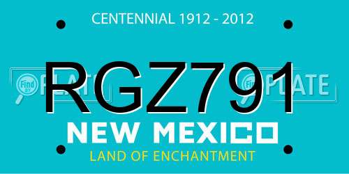RGZ791 New Mexico License Plate