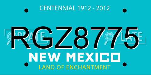 RGZ8775 New Mexico License Plate